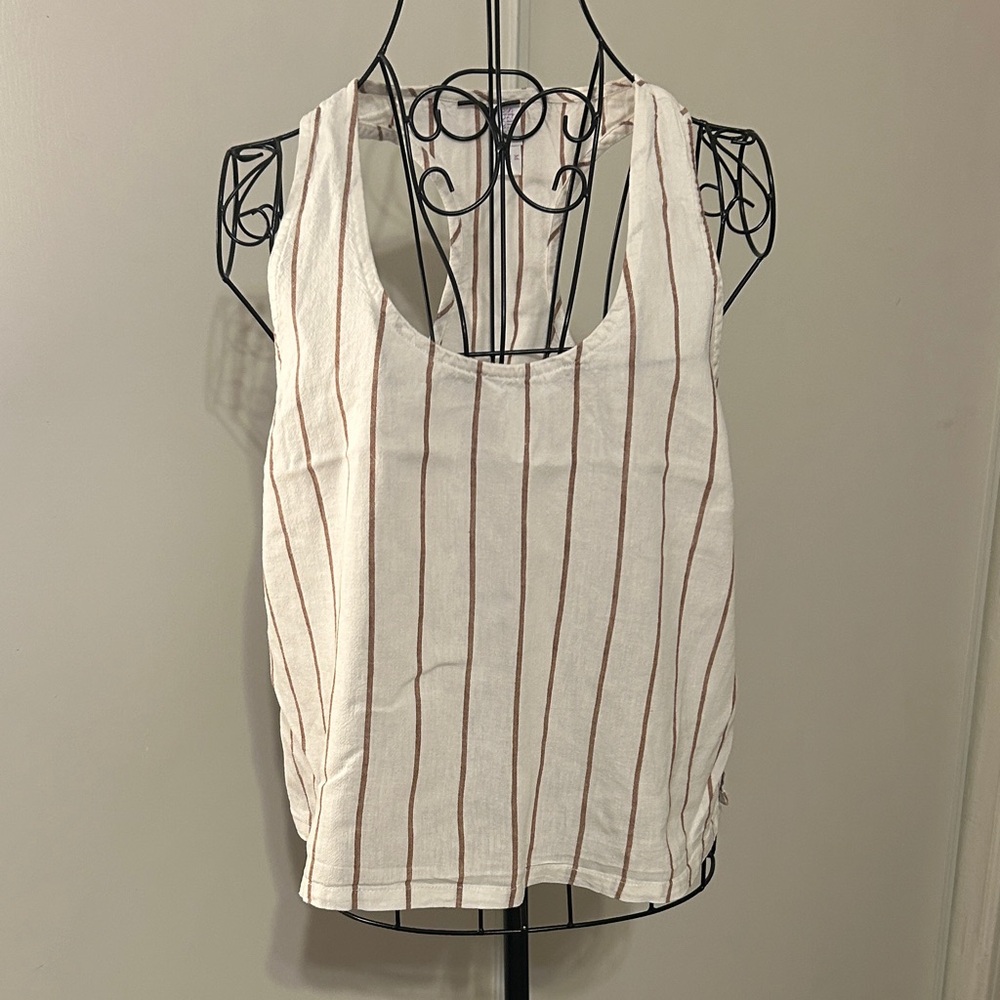 Stars Above White and Brown Striped Tank Top Size M